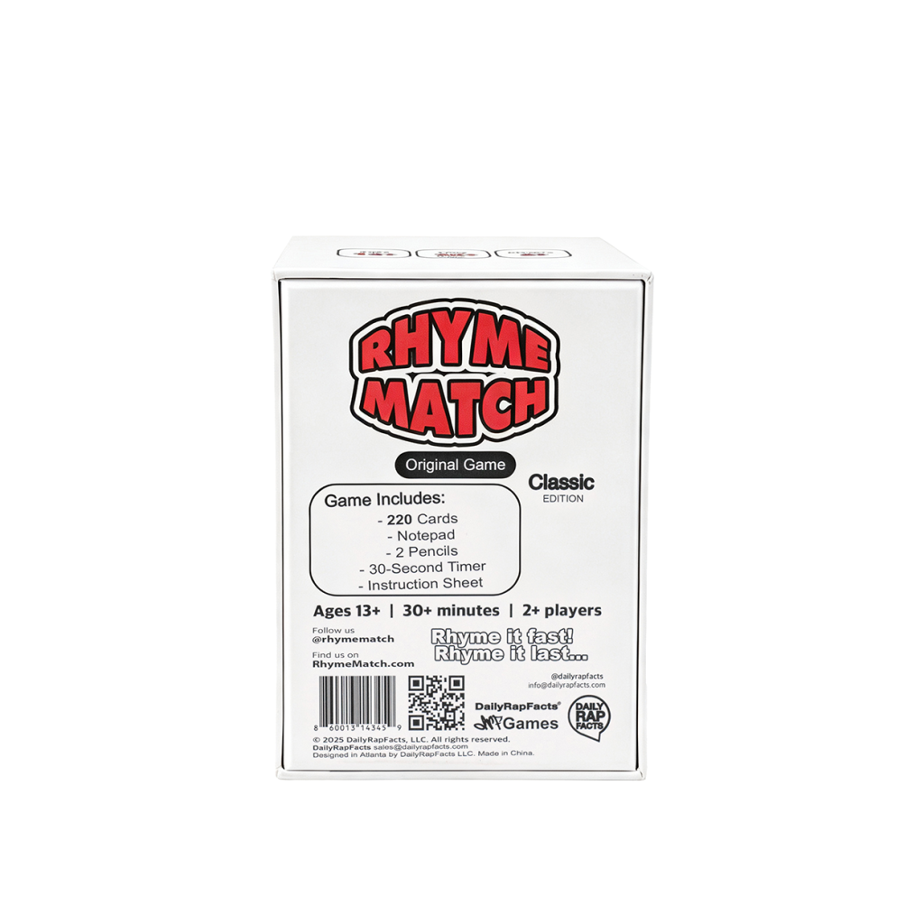 Back of Rhyme Match Original Classic Game